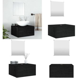 vidaXL Set Mobili da Bagno 2 pz Nero in Legno Multistrato - Specchio da bagno - Arredamento bagno