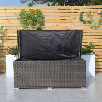 Direct Wicker 495L Aluminum Outdoor Large Rattan Deck Storage Box for Patio, Yard, Brown(L155 x H64.5 x W72) in Brown | Size: Medium
