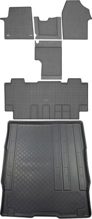 OEM Peugeot Expert Iii Traveller Van (5 Puertas) Desde 01.2016 Set - Alfombrillas De Goma Para Coche + Alfombrilla Para Maletero