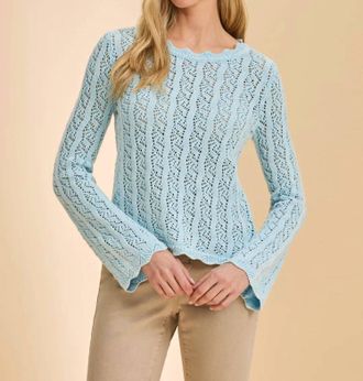 FDJ Long Sleeve Garment Dyed Sweater In Pacific Blue