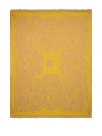 Etro Home paisley-jacquard wool blanket - unisex - Wool - OS - Yellow