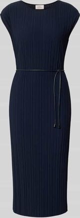 robe l&eacute;g&egrave;re Midikleid mit Rundhalsausschnitt und Bindeg&uuml;rtel in Marine, Gr&ouml;&szlig;e XL
