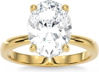 Pompeii3 Certified 3.10Ct Oval Diamond Side Halo Engagement Ring in 14k Gold