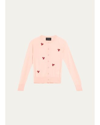 Simone Rocha Turbo Crystal Rose Crewneck Cardigan