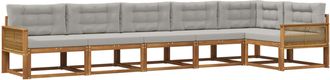 vidaXL Conjunto De Sof&aacute;s De Exterior 6 Uds. Natural Y Gris Claro Vidaxl