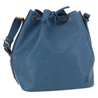 Louis Vuitton Petit Noe Monogram Canvas Blue Leather Handbag (Pre-Owned)