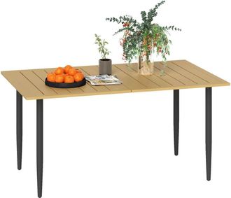 OUTSUNNY 150 x 90cm Garden Dining Table with Parasol Hole, Table Only, Brown