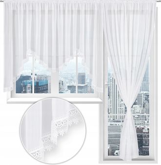 OEM Cortinas M-ka Para Ventanas Y Balcones, Guipur, Para Salones Y Dormitorios, 400x145 Y 200x250
