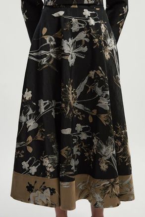 Karen Millen Floral Jacquard Tailored Full Midi Skirt in Black at Nordstrom, Size 10