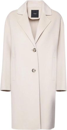 Pinko Witte Stoffen Jas Twee Knoopsluiting - Dames - Mantel - Beige - XL - Jassen