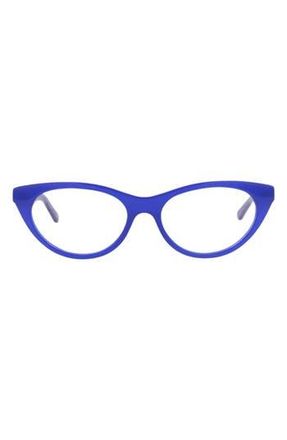 Balenciaga 52mm Cat Eye Optical Glasses in Blue Blue Transparent at Nordstrom Rack