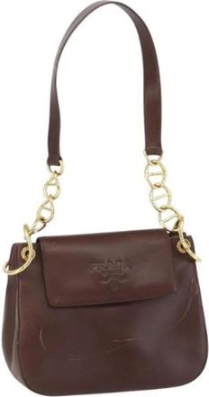 Prada Pre-owned Vintage Schoudertas - Dames - Vintage Schoudertas - Bruin - ONE Size - Leer - Vintage