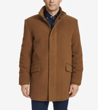 Cole Haan Mens Stand Collar Car Coat - Beige Size Medium