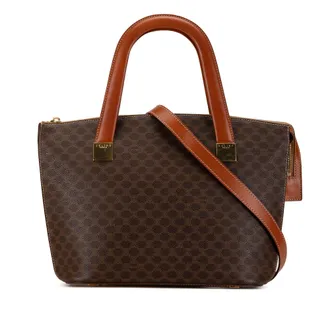 Celine Brown Macadam Coated Canvas Tote Bag