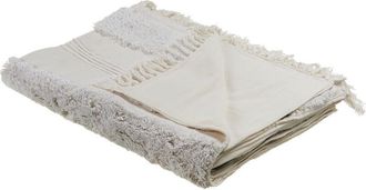 Beliani Beliani - Manta De Algod&oacute;n 130 X 180 Cm Patr&oacute;n Geom&eacute;trico Accesorio Beige Claro Raebareli