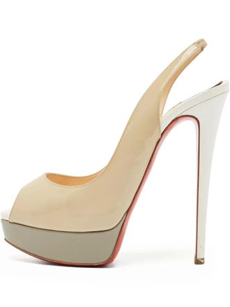Christian Louboutin peep-toe slingback heels - Neutrals