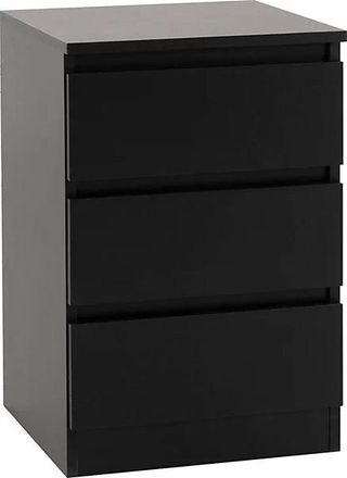Seconique MALVERN 3 DRAWER BEDSIDE - BLACK - SECONIQUE | TJ Hughes