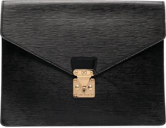 Louis Vuitton 2000s pre-owned &Eacute;pi front flap clutch - men - Calf Leather - One Size - Black