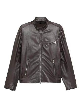 Tagliatore zip-up leather jacket - Brown