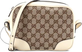 Gucci Bree Disco GG canvas leren kleine crossbodytas - Bruin