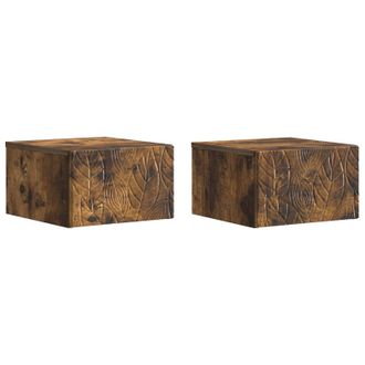 vidaXL Mesita De Noche De Pared 2 Pcs Roble Ahumado 49 X 34,5 X 20 Cm Vidaxl