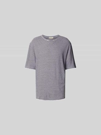 Officine G&eacute;n&eacute;rale Regular Fit T-Shirt aus Leinen-Mix in Marine, Gr&ouml;&szlig;e L