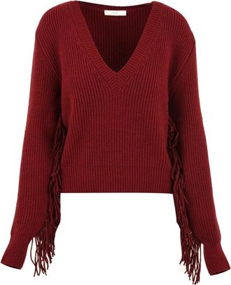 Akep V-hals Trui - Dames - V-hals truien - Rood - M - Wol - Truien & Vesten