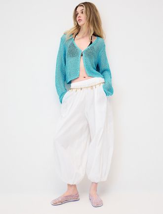 Twik Womens Crinkled fabric barrel-leg jogger