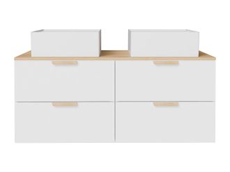 Vente-Unique Mueble lavabo suspendido con lavabo independiente cuadrado - Blanco - An. 120 cm AVORELI