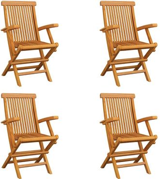 vidaXL Vidaxl - Sillas De Jard&iacute;n Plegables 4 Unidades Madera Maciza De Teca