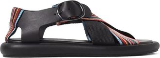 Paul Smith Citrus Flat Sandal met Signature Stripe - Dames - Sandalen - Zwart - 36 EU - Schoenen