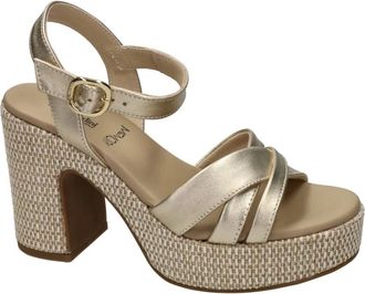 Nero Giardini Schoenen, Dames, Geel, 36 EU, Leer, Etoile Sand Hooggehakte Plateau Sandaal