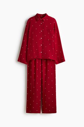 H&M Pyjama aus Baumwollmusselin - Red
