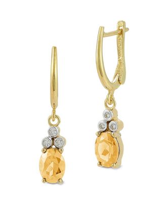 I.Reiss Company 14K 2.43 Ct. Tw. Diamond & Citrine Dangle Earrings