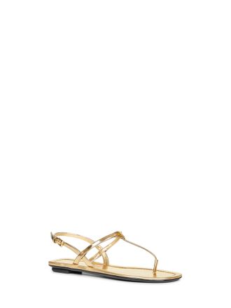 Prada Womens Gold Metallic Leather Thong Sandals Calf