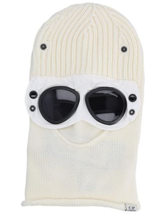 C.P. Company White Wool Balaclava Goggle Hat