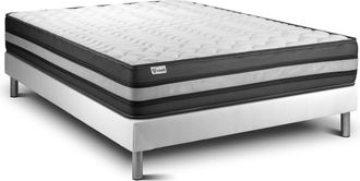 VITALIT Somier blanco + colch&oacute;n con espuma viscoel&aacute;stica 135 x 190