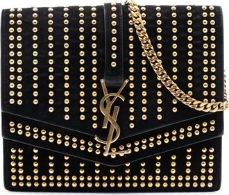 Saint Laurent Pre-owned Cross Body Bags, female, Black, Size: ONE SIZE Pre-owned Studded Shoulder Bag