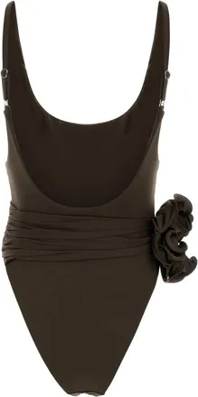 Magda Butrym Womens Brown Stretch Nylon Swimsuit Maglie Sweater