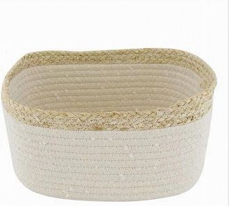 Trade Shop Trade Shop - Cestino Porta Biancheria Oggetti In Vimini Intrecciato Bicolore 25x18x13cm 10675