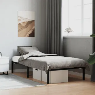 vidaXL Estructura De Cama Sin Colch&oacute;n Metal Negro 90x200 Cm Vidaxl