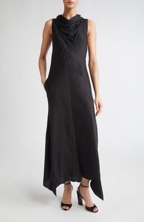 Brandon Maxwell The Fallon Cowl Neck A-Line Dress in Black at Nordstrom, Size 12