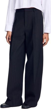 Sandro Striped wide-leg trousers in Black at Nordstrom, Size 40