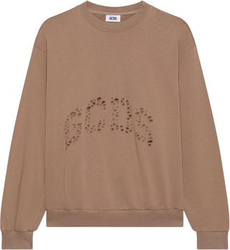 GCDS Gedistribueerd Katoenen Sweatshirt - Heren - Sweatshirts - Bruin - XS - Katoen - Hoodies & sweatvesten