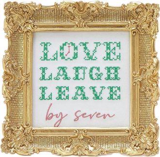 Two's Company Love Laugh Leave By Seven Embroidered Cross Stitch Wall Art