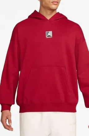 Nike Jordan Graphic Print Brooklyn Fleece Hoodie in Gym Red/White at Nordstrom Rack, Size Large