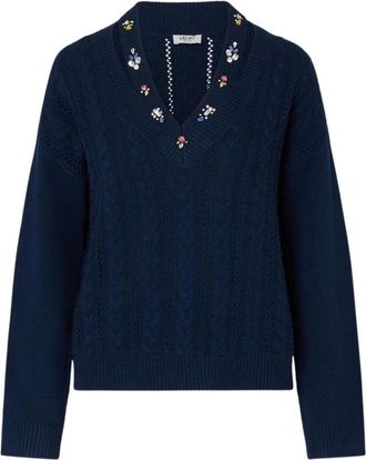 Liu Jo V-hals Gebreid - Dames - V-hals truien - Blauw - M - Truien & Vesten