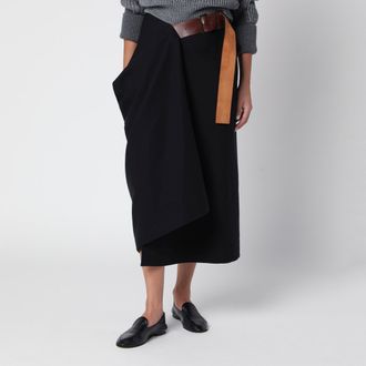 Bottega Veneta Gonna midi in lana grain de poudre