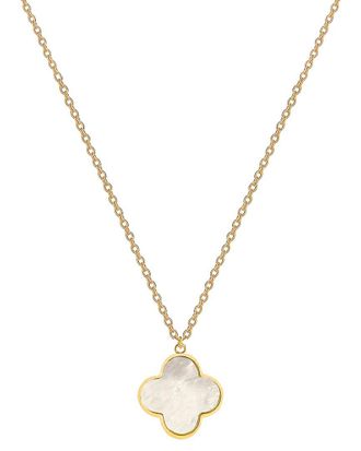 Gabi Rielle 14K Over Silver Pearl Clover Necklace