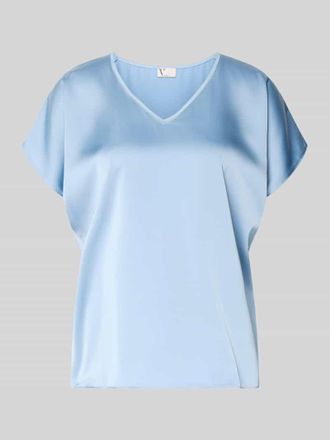 Vera Mont Blusenshirt aus Satin mit V-Ausschnitt in Hellblau, Gr&ouml;&szlig;e 34